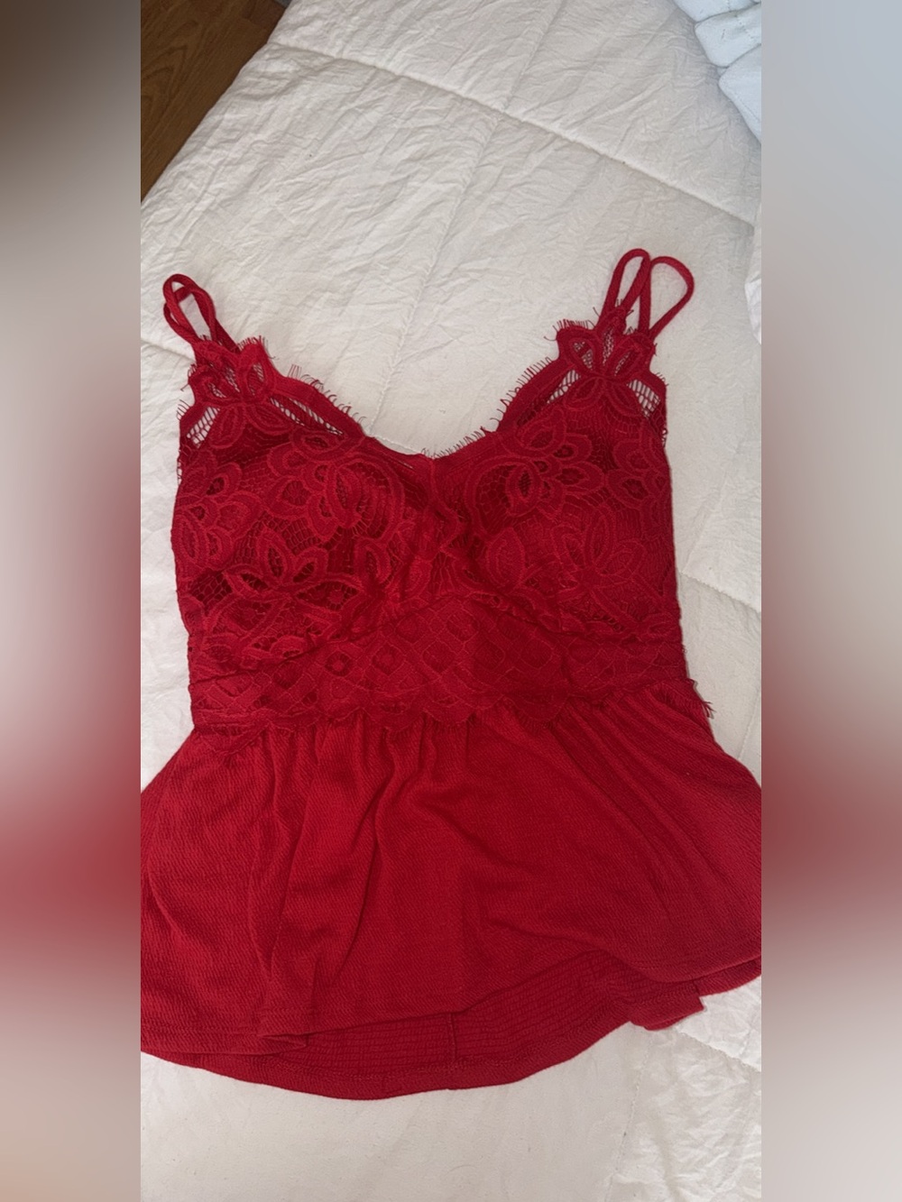 Red Lace Camisole Tank Top - Women's Intimates